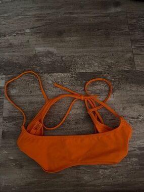 Skims Micro Orange Bikini Top - Solid Orange Strappy Swim Top